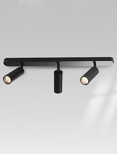 focos de techo led kit de iluminación de riel fijo regulable ajustable, accesorios de luz de punto de montaje en techo negro de 3 vías, lámparas de acento de foco direccional para pasillo de galería