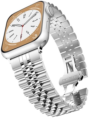 Brazalete de Eslabones Compatible con Apple Watch Correa 38mm 40mm 41mm 42mm 44mm 45mm 49mm Hombre Dos tonos Cierre Metálico Acero Inoxidable correa de repuesto para iwatch Ultra 2 Series 9 8 7 SE 6