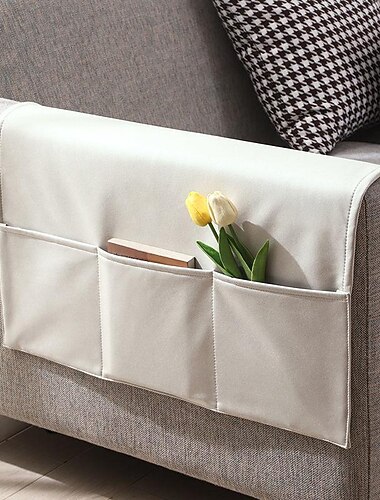Organisateur de rangement pour accoudoir de canapé, housse d'accoudoir, support de télécommande inclinable avec poches, chariot de fauteuil pour iPad, téléphone, magazines, télécommande de télévision