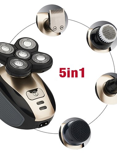 5 i 1 4D menn oppladbar barbermaskin med kaldskalle 5 flytende hoder skjegg neseøre hårtrimmer barbermaskin klipper ansiktsbørste Valentinsdaggave