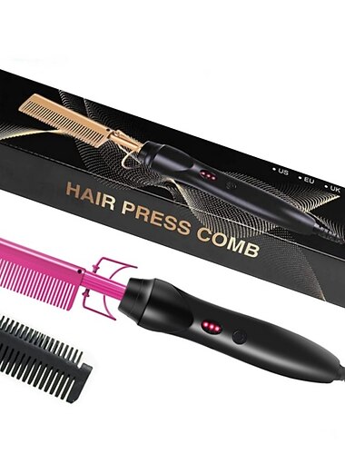  2 in 1 pettine caldo piastra per capelli ferri da stiro raddrizzamento bagnato asciutto spazzola a doppio uso riscaldamento elettrico pettine capelli lisci styler bigodino