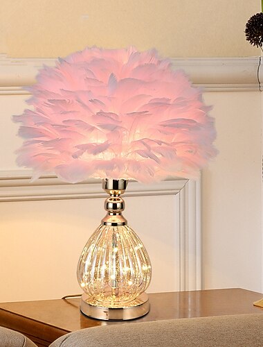 růžová peří noční lampa luxusní víla světla peříčka stínidlo noční lampy peří stolní lampa stínidlo pro obývací pokoj ložnice jídelna