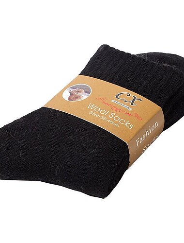 5 أزواج من الجوارب الصوفية السميكة للشتاء للرجال والنساء جوارب صوف دافئة سميكة بالإضافة إلى جوارب فوط مخملية بلون سادة جوارب تيري