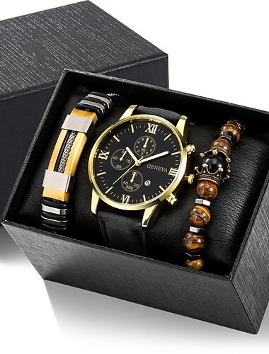 Cadou de ceas pentru bărbați ceas de quartz retro casual clasic cronograf din aliaj tematic clasic vintage