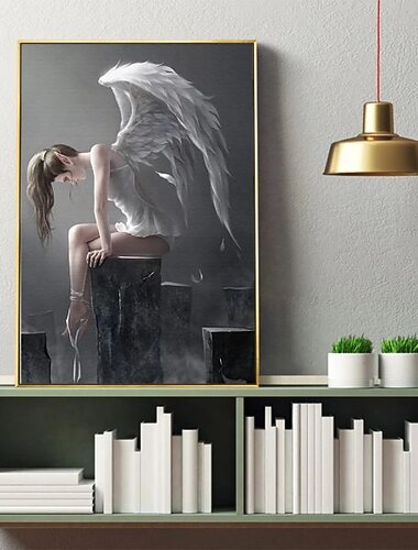 1 panel personer trykker engel jente veggkunst lerret moderne vegghengende gave hjemmedekorasjon rullet lerret uten ramme uinnrammet ustrukket