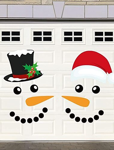 god jul dekorationer garagedörr dekor snögubbe magneter klistermärken kylskåp dekal snögubbe ansikte garage julset reflekterande bil magnetiska klistermärken för julhelgen kylskåp dekoration