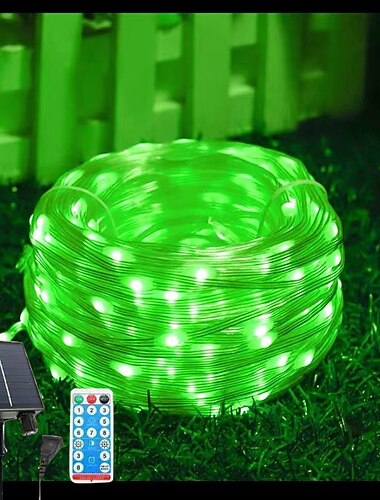 Cadena de luces solares impermeables para exteriores, 10/20 m, 100/200 LED con mando a distancia, 8 modos de luces de hadas para jardín, boda, árbol, decoración de ventanas de Navidad