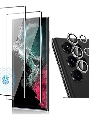 2 sarjaa Näytönsuoja + kameran linssisuoja Käyttötarkoitus Samsung Galaxy S25 Ultra S25 Ultra Plus S24 Ultra Plus S23 S22 S21 S20 Plus Ultra Note 20 Ultra 10 Plus Karkaistu lasi 9H kovuus