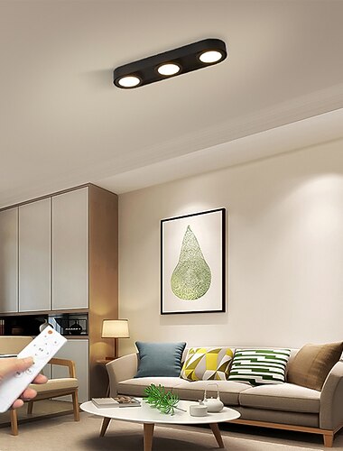 dimbare taklamper 24,5cm 3-lys led innfelt taklysstang 500lm 5w enkel lampe for soverom gang kjøkken galleri lavt tak områder svart hvit