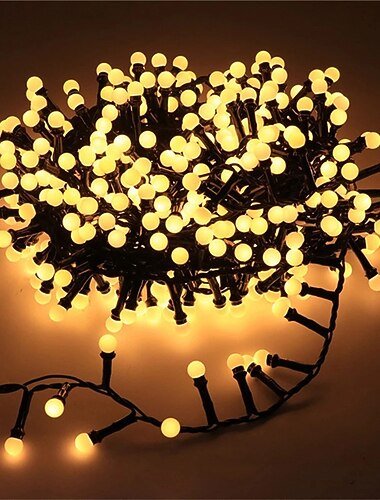 Eleganckie lampki weselne na przyjęcie – 10m/5m, 250/500 diod LED, petarda&amp;mini kulki świetlne, 8 trybów, girlanda świąteczna na zewnątrz do dekoracji domu