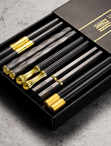 5Pairs Chopsticks Alloy Chopsticks Set Japanese Style Chopsticks