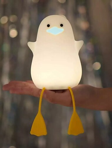eend led-nachtverlichting schattige siliconen lamp oplaadbare usb sensor timing bedlampje voor slaapkamer kids gift