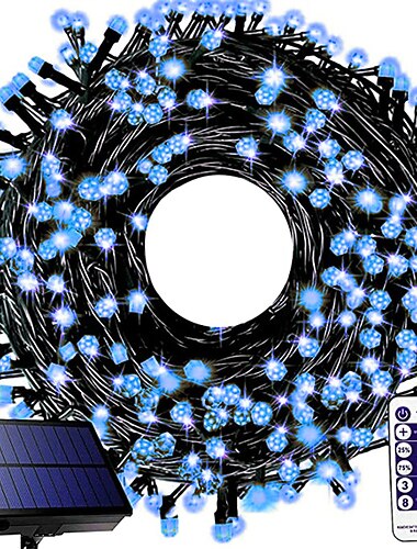 waterdichte zonne-kerstverlichting - 30-100m, 300-800 led-lichtsnoer met afstandsbediening en 8 standen voor kerstboom- en tuindecoratie en raamdecoratie