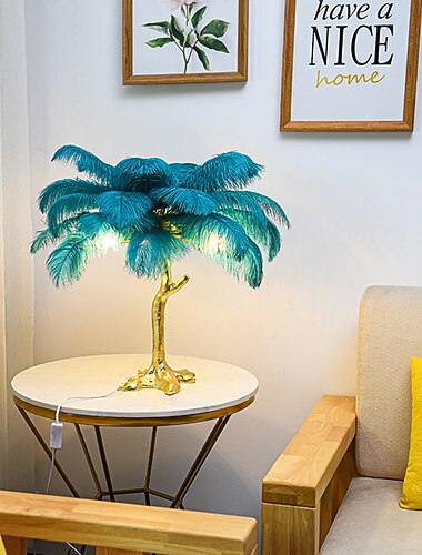 led الجدول مصباح ريشة النعام بجانب مصباح 60 سنتيمتر الوردي الأبيض الأزرق الزفاف عيد الميلاد أضواء الديكور عيد ميلاد