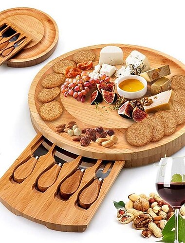planche à fromage en bambou ensemble couteau à fromage en bambou planche à fromage tiroir planche à fromage planche à fromage planche à découper ronde planche à découper