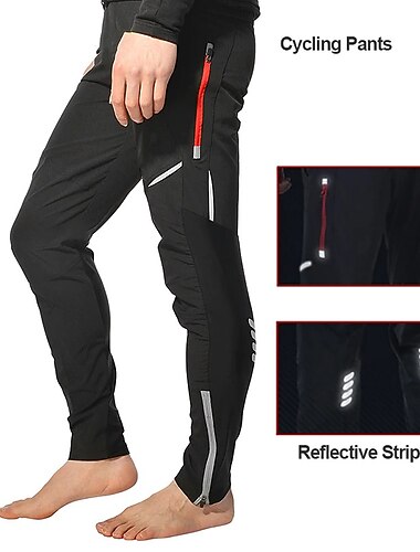  Hombre Pantalones de Ciclismo Bicicleta Pantalones / Sobrepantalon Prendas de abajo MTB Bicicleta Montana Ciclismo Carretera Deportes Secado rapido Bandas Reflectantes Comodo Reductor del Sudor Negro