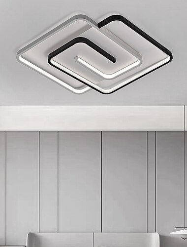 Plafoniera cu LED-uri pătrat negru cu telecomandă 19,5" plafon cu pătrat negru cu reglaj reglabil pentru sufragerie lampă pentru bucătărie modernă, coridor, dormitor