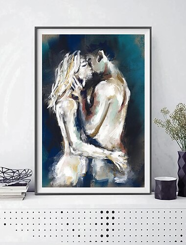 Peinture à l'huile faite à la main toile art mural décoration abstraite figures nues couple pour la décoration intérieure roulé sans cadre peinture non étirée