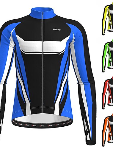  Men\'s Cycling Jacket Cycling Jersey Long Sleeve Bike Jacket Jersey Top with 3 Rear Pockets Mountain Bike MTB Road Bike Cycling Thermal Warm Warm Breathable Quick Dry Yellow Red Blue Graphic Polyester