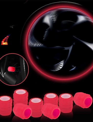 8 stk selvlysende hjul dæksel dæk ventil spindel glød lysende om natten lufthætter dæksel fluorescerende belyst auto bil hjul ventil kappe dæksel til suv motorcykler lastbil køretøj