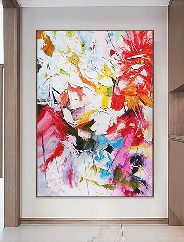 Main peint à la main peinture à l'huile mur moderne abstrait coloré fleur paysage toile peinture décoration de la maison décor roulé toile paingtings