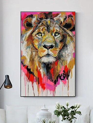 handgemaakt olieverfschilderij canvas muurdecoratie moderne dieren leeuw voor interieur gerold frameloos ongerekt schilderij