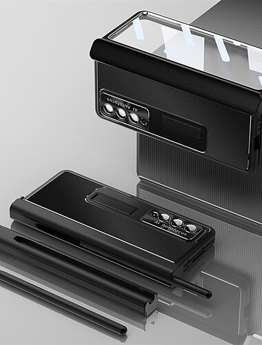 هاتف غطاء من أجل سامسونج جالاكسي زي فولد 6 Z Fold 5 Z Fold 4 Z Fold 3 حقيبة جلدية إطار ممتص الصدمات قلب حامل قلم رصاص لون سادة الكمبيوتر الشخصي جلد PU