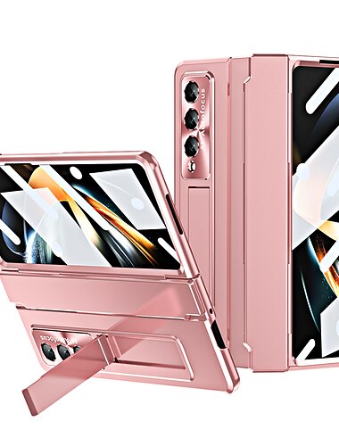 telefone Capinha Para Samsung Galaxy Dobra Z 7 Dobra Z 6 Z Fold 5 Z Fold 4 Z Fold 3 Capa Proteção Completa Com Suporte Virar Proteção de corpo inteiro Cor Sólida PC