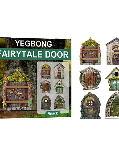 6 stks fairy tuindeur voor boom fairy tuin outdoor decor accessoires sprookjesachtige tiny house deuren mini cadeau voor multicolor