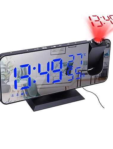 Despertador de projeção digital led despertador eletrônico com projeção rádio fm projetor de tempo quarto cabeceira mudo