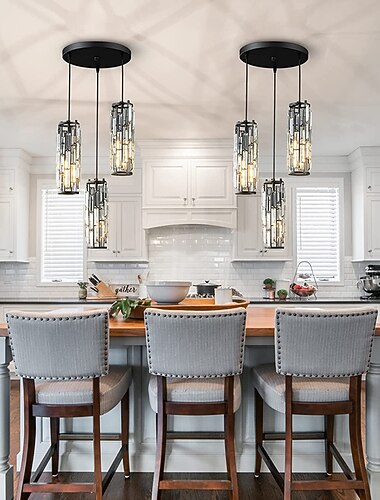 led hanglamp chroom / gouden hanglamp moderne hanglamp mini kristallen kroonluchters verstelbare hanglamp armatuur voor keukeneiland eetkamer (1/3 licht)