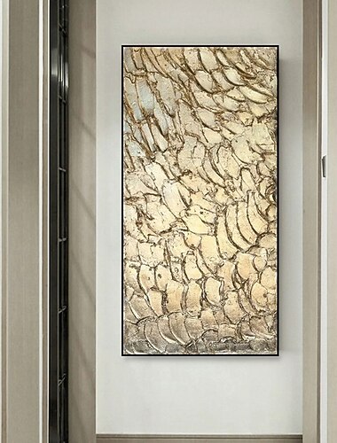 handgjord oljemålning canvas väggkonst dekoration modern abstrakt gyllene textur för heminredning rullad ramlös osträckt målning