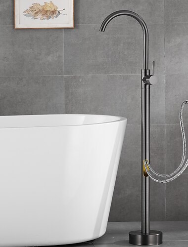 kran do wanny szary współczesny galwanizowany wolnostojący ceramiczny zawór do wanny i prysznica baterie mieszające