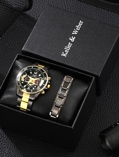 Elegant Silver Quartz Watch with Calendar Male Practical Gift for Husband Boyfriend Detachable Bracelet Gift Box New Year Christmas Gift