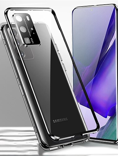telefon fodral Till Samsung Galaxy S26 Ultra Plus S25 S24 S23 S22 S21 Ultra Plus Magnetiskt adsorptionsfodral Stötdämpande skal Magnet Helkroppsskydd Solid färg Härdat glas Metall