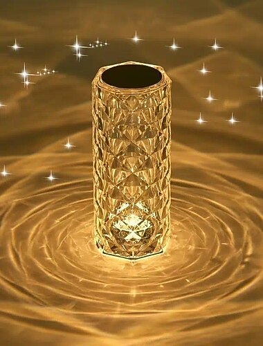 クリスタルテーブルランプ ローズライト LEDプロジェクター 3色 タッチ調整式ロマンチックダイヤモンド雰囲気ライト USBタッチナイトライト バー、寝室向け バレンタインデーギフト 恋人のために