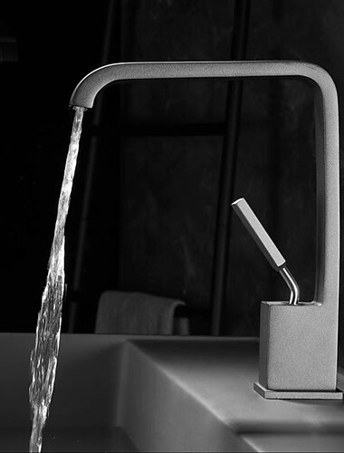 Baterie cascadă pentru chiuvetă pentru baie, robinete monobloc pentru chiuvetă robinete pentru chiuvetă cu un singur mâner cu furtun cald și rece vas de apă robinet din alamă montat pe punte