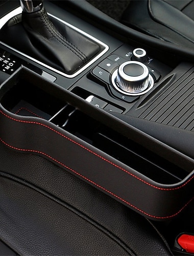 Läder Bil Säte Gap Fyller Organiserare med Kopphållare Multifunktionell Förvaringslåda för Bilens Sits Sida