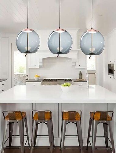 led μενταγιόν ανοιχτό γυαλί κουζίνα νησιώτικο φως μονό σχέδιο επιμεταλλωμένο led σκανδιναβικό στυλ 220-240v 110-120v