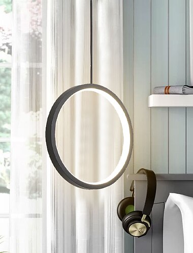  2pcs 20cm led suspension cercle design lampe de chevet aluminium finitions peintes noir blanc cadre pour chambre entree salle a manger moderne 110-120v 220-240v 10w