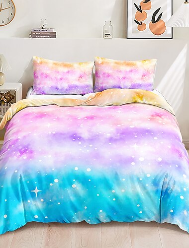 Pościel 3D tęczowy nadruk poszewka na kołdrę zestawy pościeli poszewka na pierzynę z 1 drukowaną poszewką na kołdrę lub narzutę, 1 prześcieradło, 2 poszewki na poduszki dla podwójnego/królowej/króla