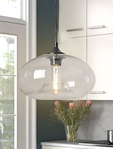  LED-pendellampa 28 cm enkel design taklampa glas galvaniserad modern nordisk stil 110-240 v