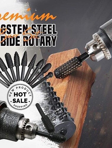 10 stücke kohlenstoffstahl schwarz rotierende gratschneider gravur schleifbit für rotierende feilenschneider werkzeuge holzbearbeitung diy