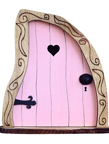 ミニ フェアリー ドア 手作り かわいい ピンク マウス 穴 ミニチュア アート 装飾 彫刻