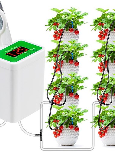 système d'arrosage automatique puissance usb kit d'irrigation goutte à goutte automatique 8 goutte flèche dispositifs d'arrosage des plantes de vacances pour plantes en pot d'intérieur affichage led bricolage abreuvoir automatique des plantes cadeau pour 
