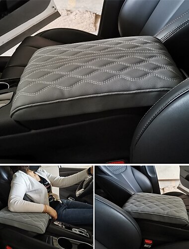 1 pçs wave bordado couro pu tapete de apoio de braço do carro console central almofada de proteção do apoio de braço almofada de proteção da caixa de armazenamento dos apoios de braço automáticos