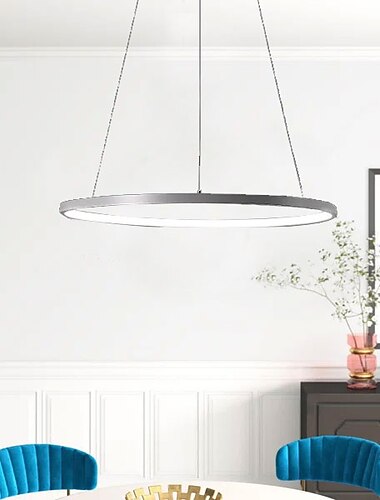 Lámpara colgante led de 1 luz 40cm 60cm 80cm aluminio círculo acrílico dorado blanco negro acabados pintados regulable para cocina moderna y sencilla para el hogar dormitorio 25w 38w 50w solo