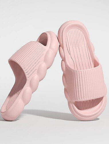 شبشب سحابي نسائي بلون سادة مفتوح من الأمام حذاء منزلق مانع للانزلاق أحذية حمام داخلية