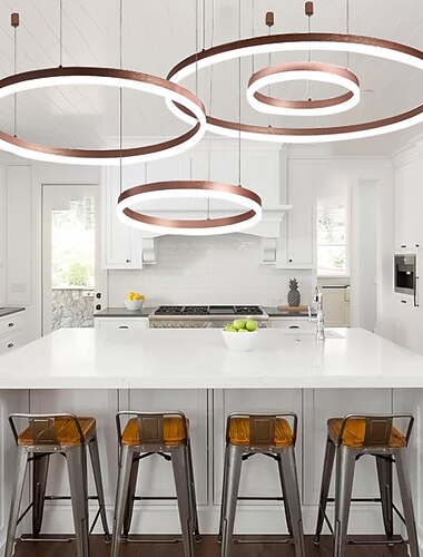 Lampadario a 1 luce led 60w design cerchio / lampade a sospensione moderne a led per soggiorno bar caffetteria solo camera dimmerabile con telecomando