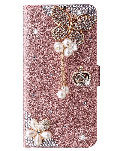 téléphone Coque Pour Samsung Galaxy S26 Ultra Plus S25 S23 S22 S21 FE S21 Ultra Plus S20 A35 5G A54 A73 Étui Portefeuille Strass Avec Porte-Cartes Flip magnétique Brillant Diamant Cristal faux cuir